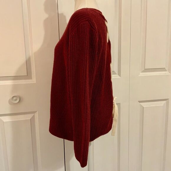 Harper Heritage Maroon Red Knit Long Sleeve Tie Back Sweater Medium - Picture 9 of 11